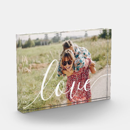Elegante moderne White Script-Liebe Fotoblock (Links)