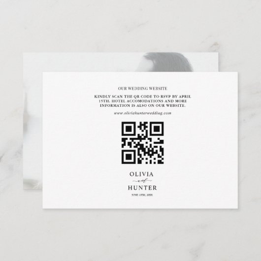 Elegante moderne White Wedding Enclosure Card Einladung (Vorne/Hinten)