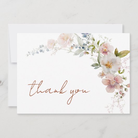 Elegante moderne Wildblume Babydusche Dankeskarte (Vorderseite)