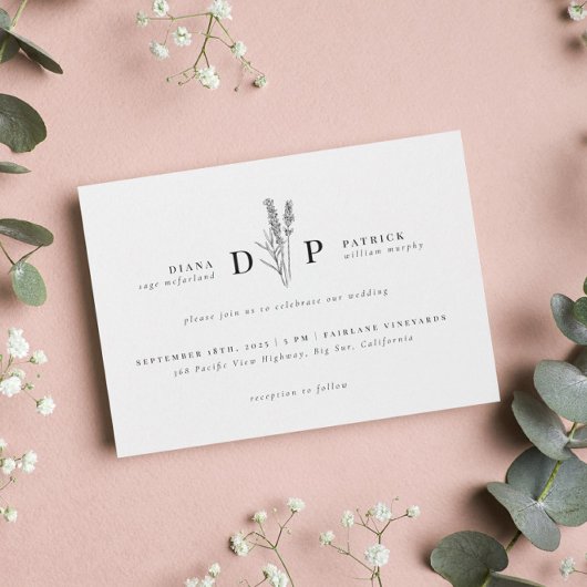 Elegante Moderne Wildblume Erste Hochzeit Einladung