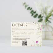 Elegante moderne Wildblume Offweiße Hochzeit Begleitkarte (Stehend Vorderseite)