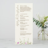 Elegante moderne Wildblume Offweiße Hochzeit Programm (Stehend Vorderseite)