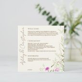 Elegante moderne Wildblume Offweiße Hochzeit Programm (Stehend Vorderseite)