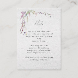 Elegante moderne Wildblume Script Wedding Begleitkarte