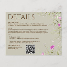 Elegante Moderne Wildblume Taupe Wedding Begleitkarte