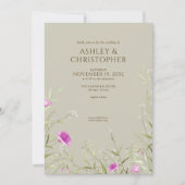 Elegante Moderne Wildblume Taupe Wedding Einladung (Vorderseite)