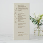 Elegante Moderne Wildblume Taupe Wedding Programm (Stehend Vorderseite)