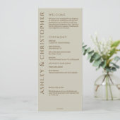 Elegante Moderne Wildblume Taupe Wedding Programm (Stehend Vorderseite)