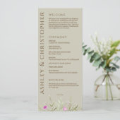 Elegante Moderne Wildblume Taupe Wedding Programm (Stehend Vorderseite)