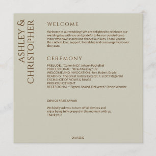 Elegante Moderne Wildblume Taupe Wedding Programm