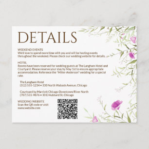 Elegante Moderne Wildblume White & Bronze Wedding Begleitkarte