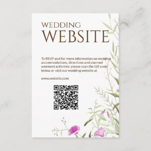 Elegante Moderne Wildblume White & Bronze Wedding Begleitkarte