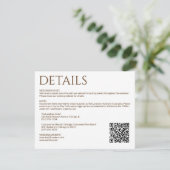 Elegante Moderne Wildblume White & Bronze Wedding Begleitkarte (Stehend Vorderseite)