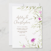 Elegante Moderne Wildblume White & Bronze Wedding Einladung (Vorderseite)