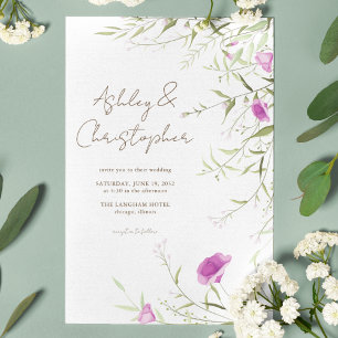 Elegante Moderne Wildblume White & Bronze Wedding Einladung