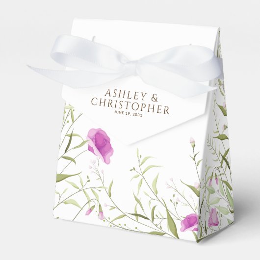 Elegante Moderne Wildblume White & Bronze Wedding Geschenkschachtel (Vorderseite)