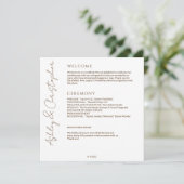 Elegante Moderne Wildblume White & Bronze Wedding Programm (Stehend Vorderseite)