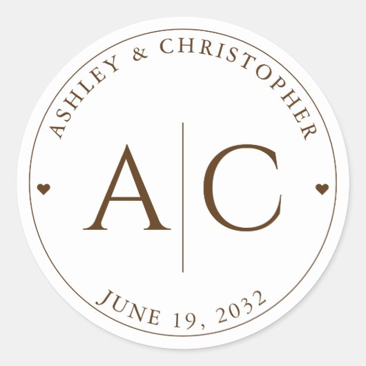 Elegante Moderne Wildblume White & Bronze Wedding Runder Aufkleber (Vorderseite)