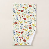Elegante Moderne Wildblumen auf Weiß Badhandtuch Set (Handtuch)