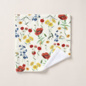 Elegante Moderne Wildblumen auf Weiß Badhandtuch Set (Waschlappen)