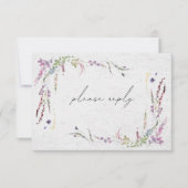 Elegante moderne Wildblumen Essen Hochzeit RSVP Karte (Vorderseite)