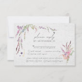 Elegante moderne Wildblumen Essen Hochzeit RSVP Karte (Rückseite)