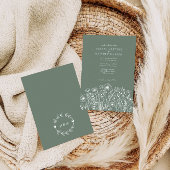 Elegante Moderne Wildblumen feiern Grüne Hochzeit Einladung