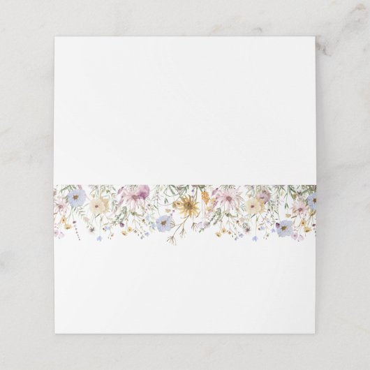 Elegante moderne Wildblumen Hochzeit Platzkarte (Außenseite Aufgefaltet)