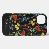 Elegante moderne Wildblumen Name auf schwarz Case-Mate iPhone Hülle (Rückseite (Horizontal))