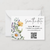 elegante moderne Wildblumen Save the Date qr Mitteilungskarte (Vorderseite)