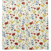 Elegante Moderne Wildblumen Weiß Duschvorhang (Vorderseite)