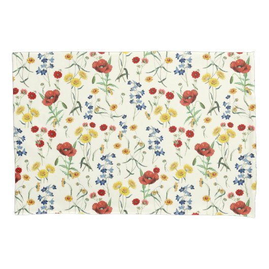 Elegante Moderne Wildblumen Weiß Kissenbezug (Vorderseite-Links)