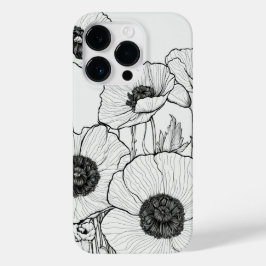 Elegante Moderne Wildblumen weiß und schwarz Case-Mate iPhone 14 Pro Hülle