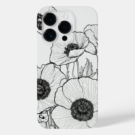 Elegante Moderne Wildblumen weiß und schwarz Case-Mate iPhone Hülle (Rückseite)