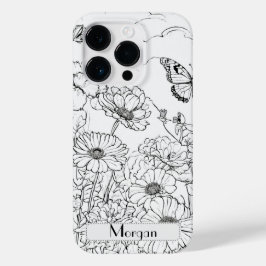 Elegante Moderne Wildblumen weiß und schwarz Case-Mate iPhone 14 Pro Hülle