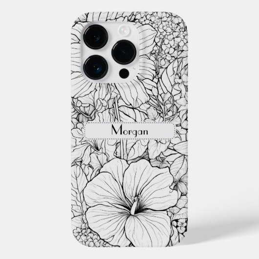 Elegante Moderne Wildblumen weiß und schwarz Case-Mate iPhone Hülle (Rückseite)
