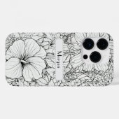 Elegante Moderne Wildblumen weiß und schwarz Case-Mate iPhone Hülle (Rückseite (Horizontal))