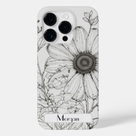 Elegante Moderne Wildblumen weiß und schwarz Case-Mate iPhone 14 Pro Hülle