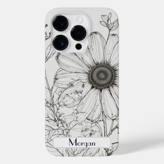 Elegante Moderne Wildblumen weiß und schwarz Case-Mate iPhone Hülle (Rückseite)