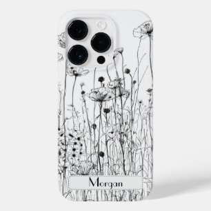 Elegante Moderne Wildblumen weiß und schwarz Case-Mate iPhone 14 Pro Hülle