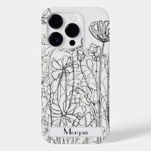 Elegante Moderne Wildblumen weiß und schwarz Case-Mate iPhone 14 Pro Hülle
