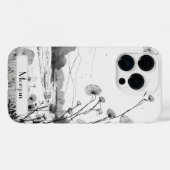 Elegante Moderne Wildblumen weiß und schwarz Case-Mate iPhone Hülle (Rückseite (Horizontal))
