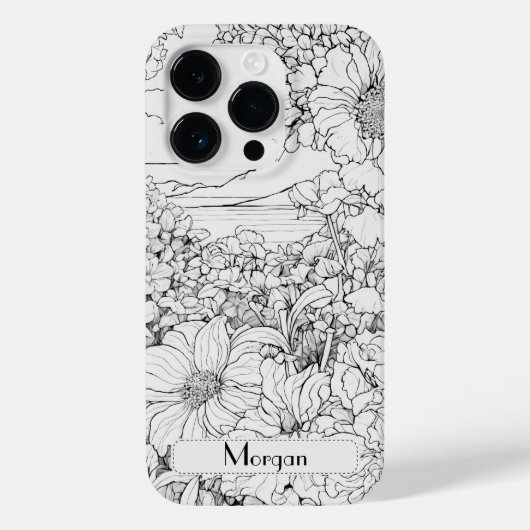 Elegante Moderne Wildblumen weiß und schwarz Case-Mate iPhone Hülle (Rückseite)
