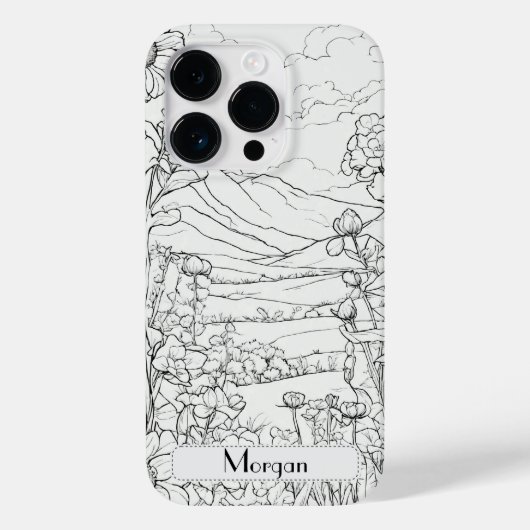 Elegante Moderne Wildblumen weiß und schwarz Case-Mate iPhone Hülle (Rückseite)