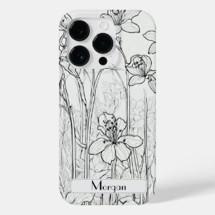 Elegante Moderne Wildblumen weiß und schwarz Case-Mate iPhone 14 Pro Hülle