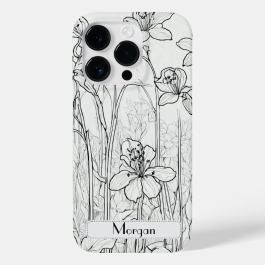 Elegante Moderne Wildblumen weiß und schwarz Case-Mate iPhone Hülle (Rückseite)