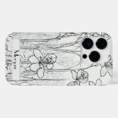 Elegante Moderne Wildblumen weiß und schwarz Case-Mate iPhone Hülle (Rückseite (Horizontal))