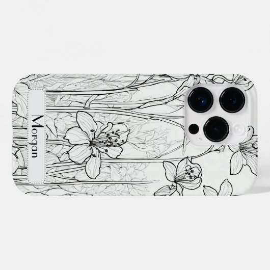 Elegante Moderne Wildblumen weiß und schwarz Case-Mate iPhone Hülle (Rückseite (Horizontal))
