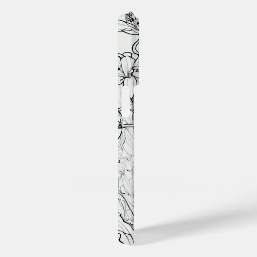 Elegante Moderne Wildblumen weiß und schwarz Case-Mate iPhone Hülle (Rückseite / Rechts)