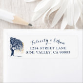 Elegante Moderne Willow Tree Navy Blue Gold Hochze (Insitu)